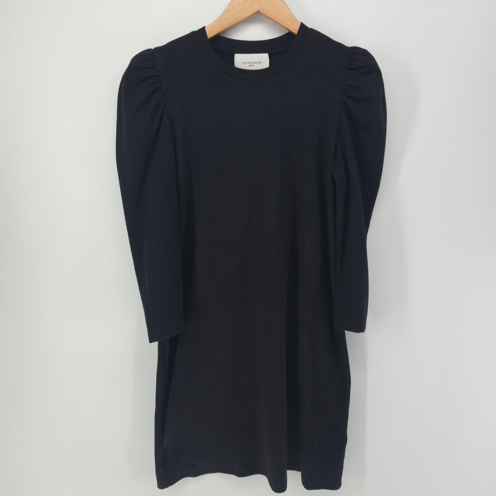 Pomander Place Dress Women S Black Puff Sleeve Crew Neck Mini Jersey
